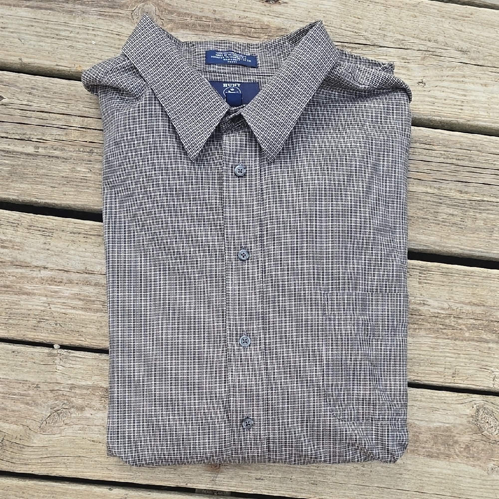 Hunt Club Men's Gray Black Checkered Dress Shirt 3XLT - Picture 7 of 7